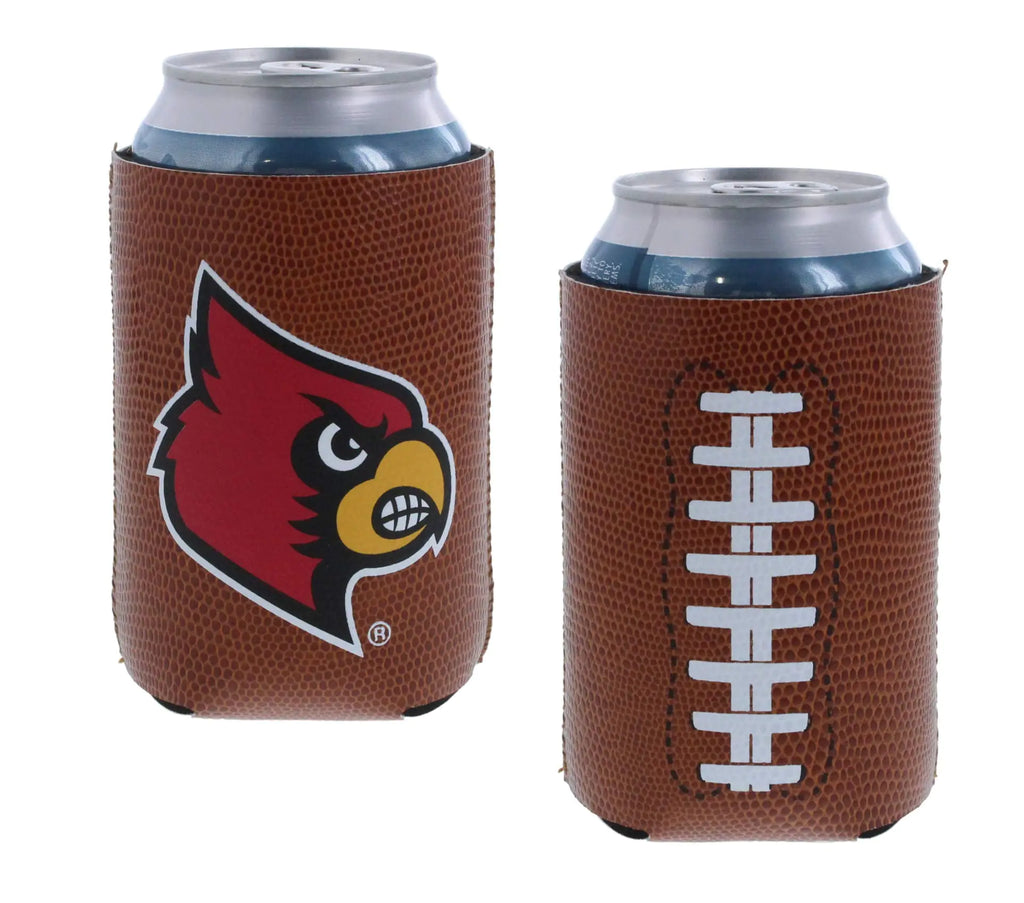 College Football Team Logo Pigskin Can Cooler Insulator Sleeve Holder Huggie 2-Pack (Louisville Cardinals)