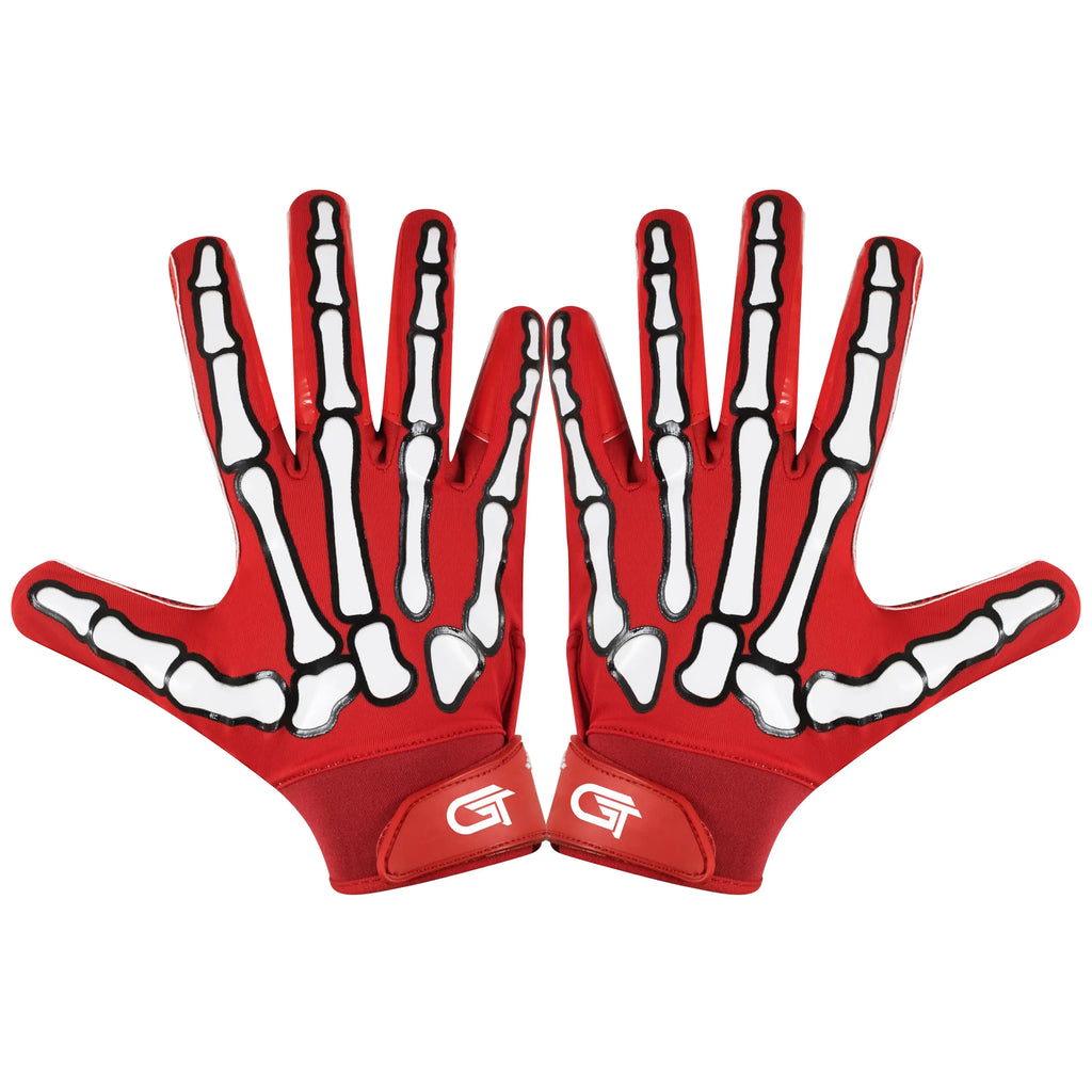 Glorious Traders American Football Gloves Youth Football Gloves Men & Womens - Ultimate Performance Booster College Football Gloves Adult with Sticky Grip (Red Youth Large)