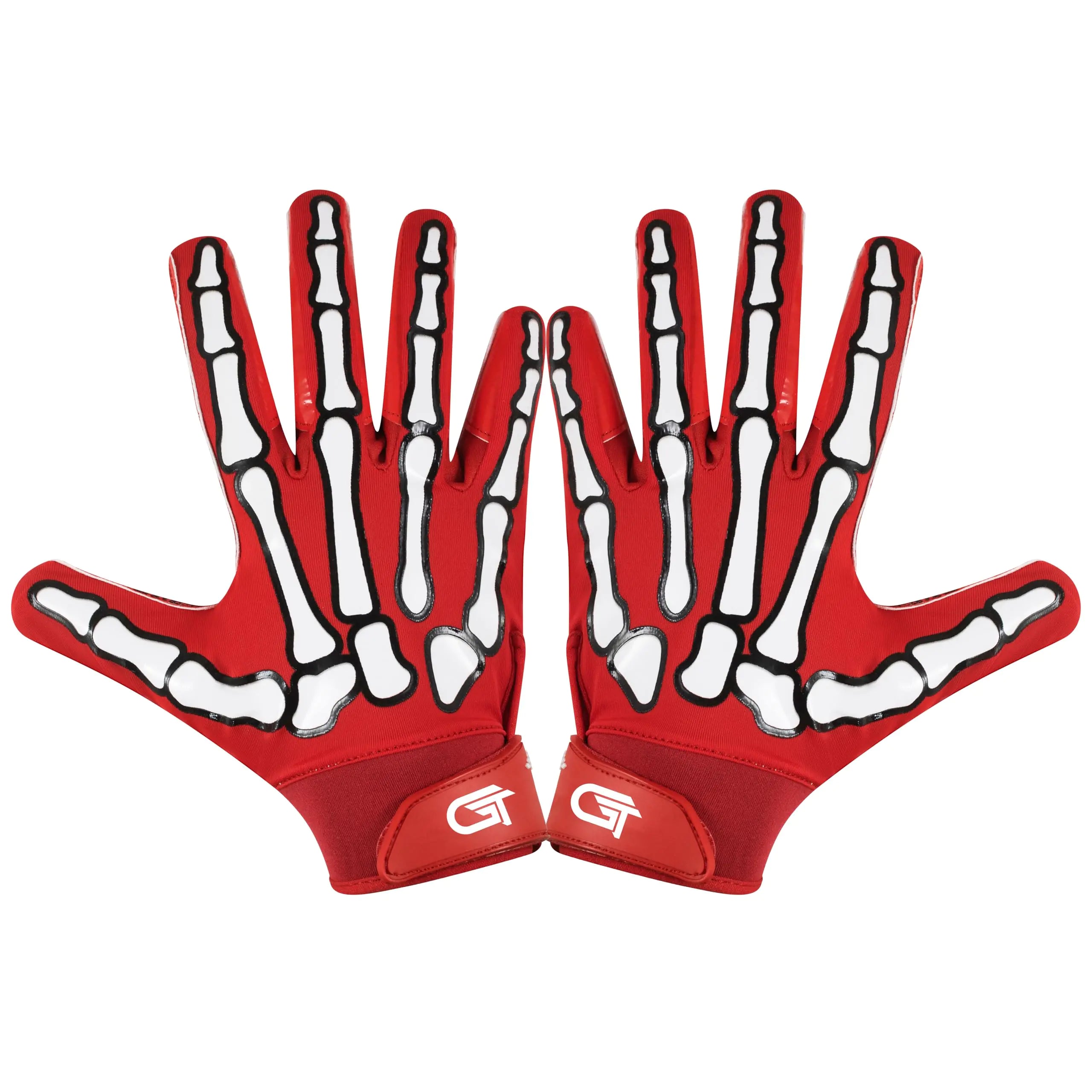 Glorious Traders American Football Gloves Youth Football Gloves Men & Womens - Ultimate Performance Booster College Football Gloves Adult with Sticky Grip (Red Youth Large)