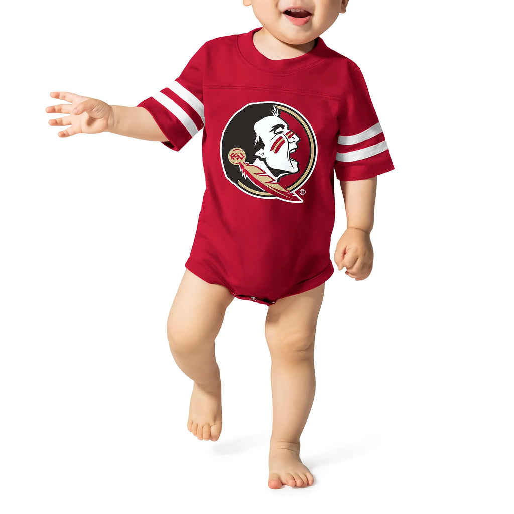 Little King College Football Infant Jersey Game Romper-Florida State-Garnet-12 Months