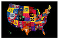 College football teams logo Posters-The College Football teams Logo Map-major league rugby map Poster Canvas Print Wall Art Classroom Decor Living Room Bedroom Decorations (16x24inch UnFramed)