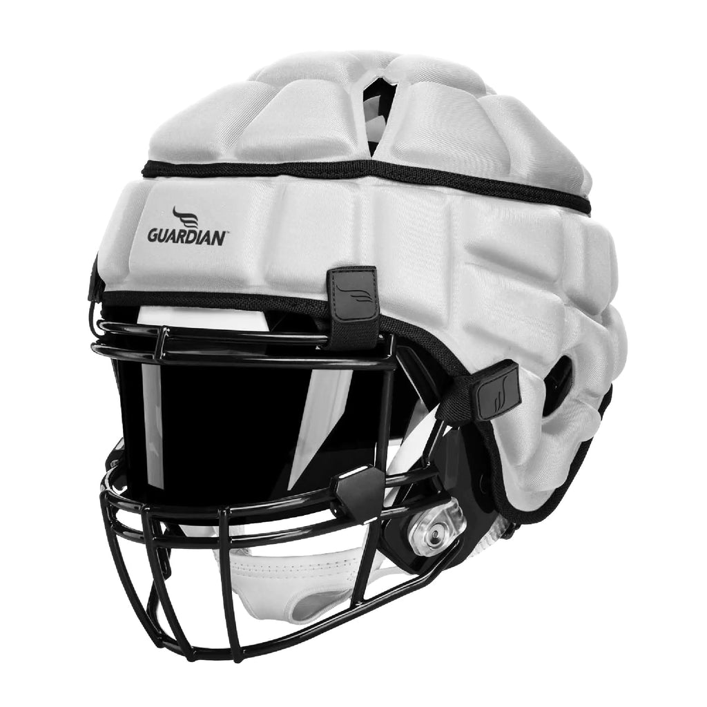 Guardian Cap - Soft-Shell Helmet Cover for Football and Lacrosse - Reduces Impact and Protects Helmets - One Size Fits All for Youth High School and College Programs - White