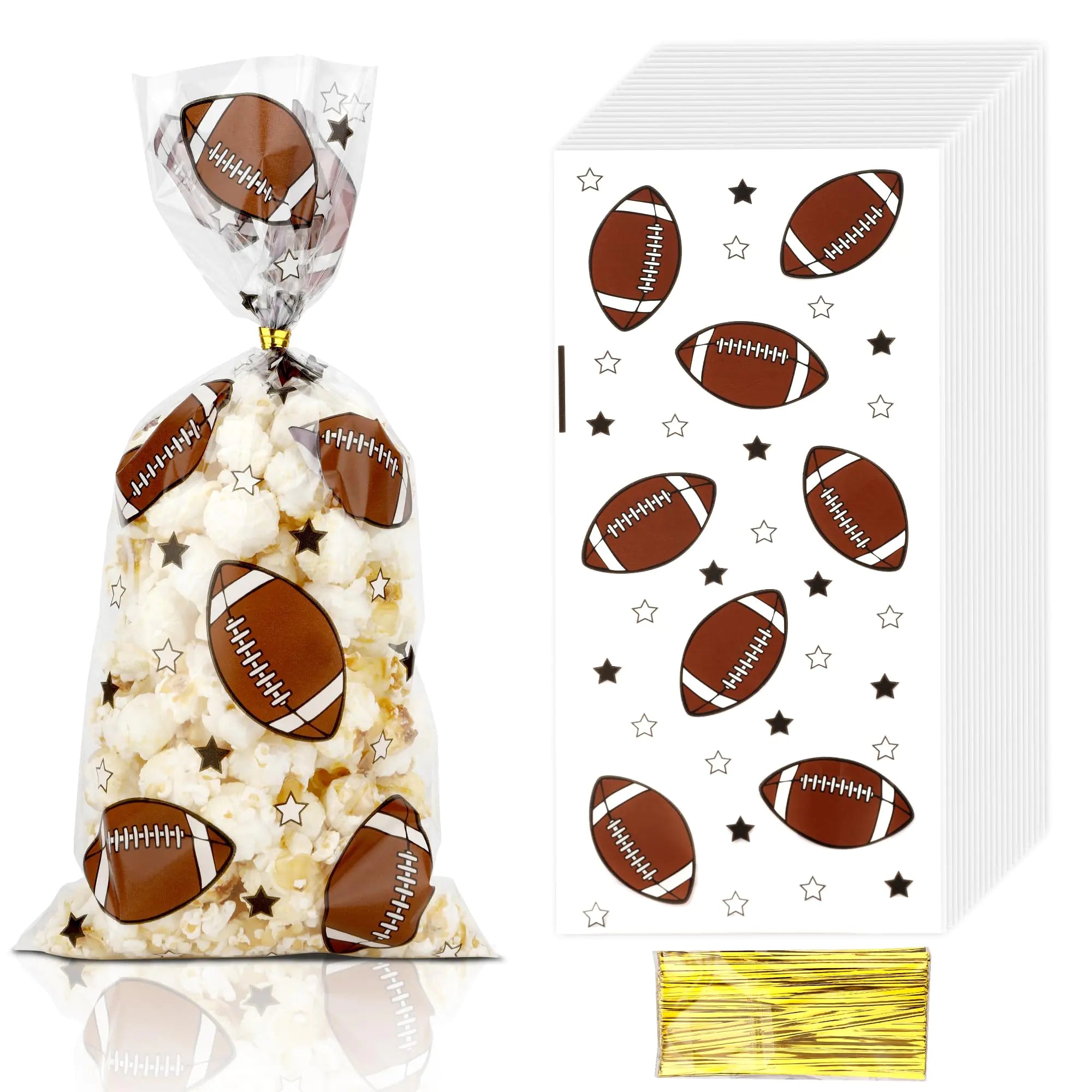Football Goodie Bags 200 PCS Football Cellophane Treat Bags Football Party Favor Bags Football Gift Bags Superbowl Party Decorations 2025 Football Snack Bags for Team Birthday Party Supplies Decor